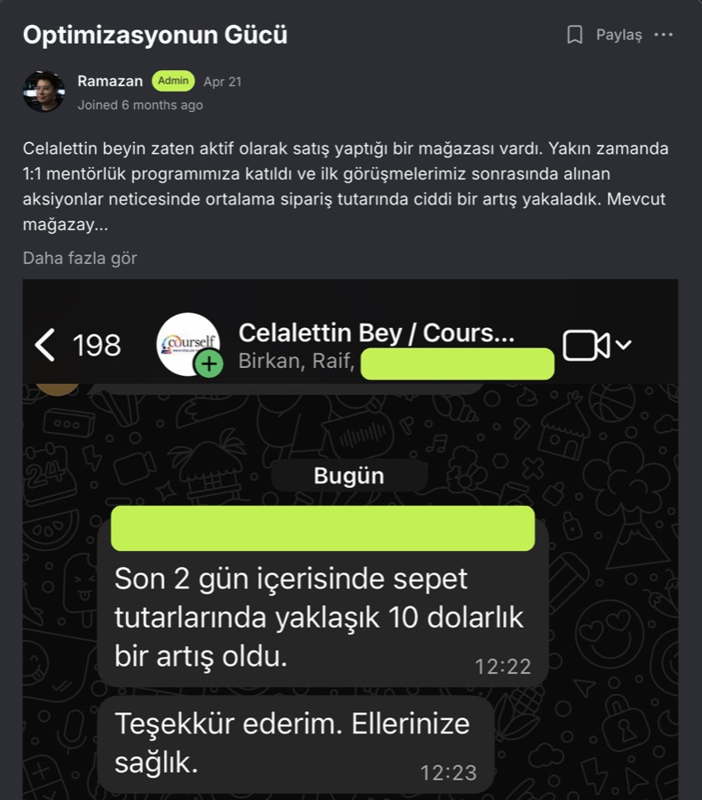 Circle gönderisi — Optimizasyonun gücü: mevcut mağazada ortalama sepet tutarında ciddi artış